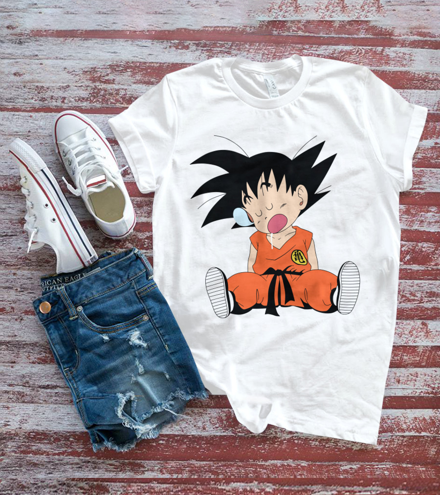 Baby Goku Sleepy Orange Gi Krillin Kanji Bubblegum Drool T-Shirt