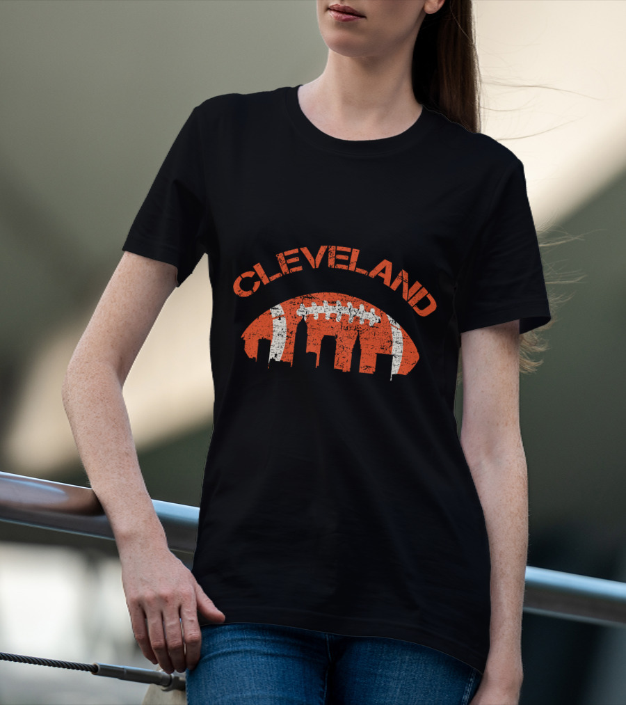 Vintage Cleveland Skyline Football T-Shirt