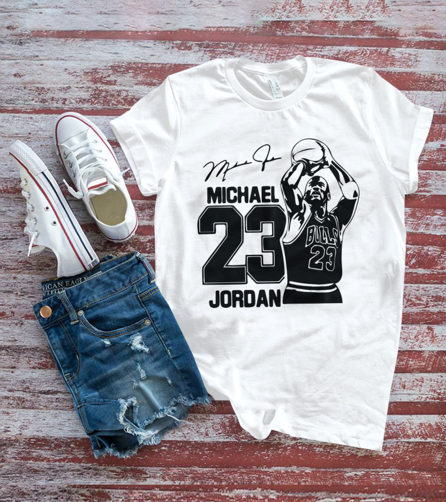 Michael Jordan 23 Bulls Basketball Signature T-Shirt
