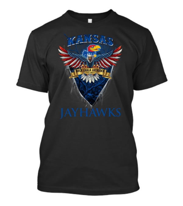 Kansas Jayhawks Rock Chalk Jayhawk Eagle Est. 1865 Kj T-Shirt