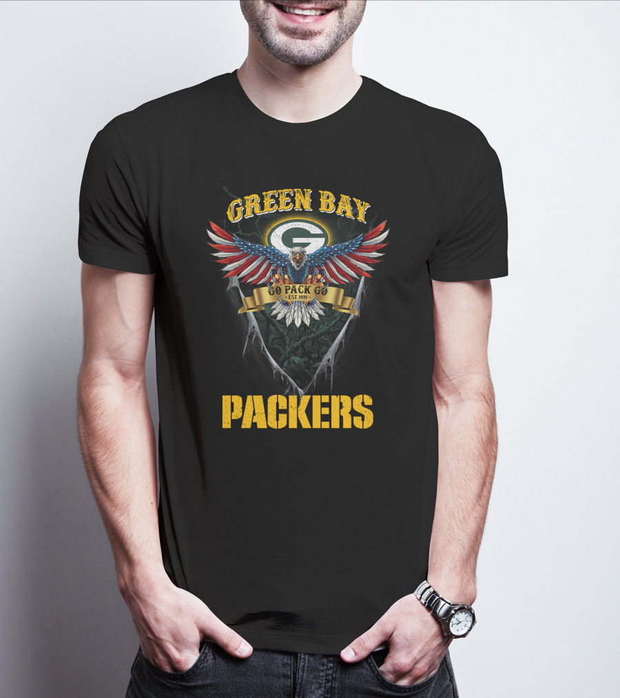 Green Bay Packers Go Pack Go Est. 1919 Nfl Us Eagle T-Shirt