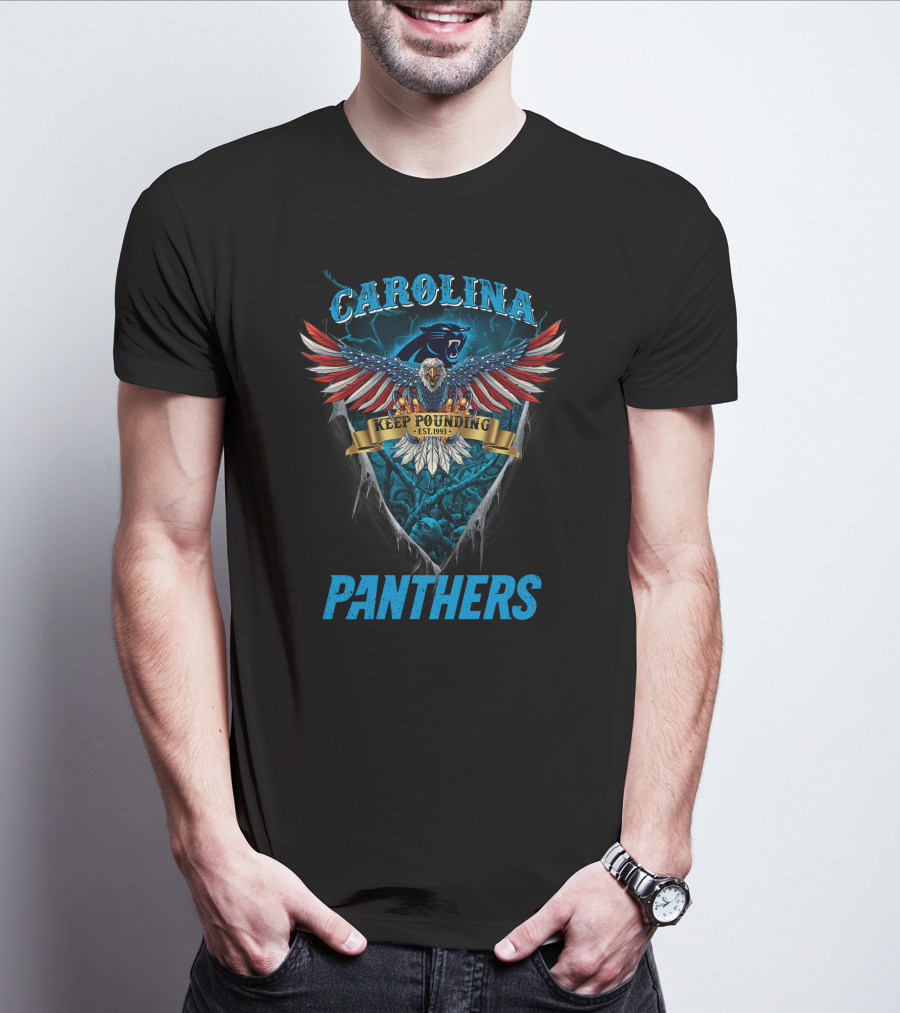 Carolina Panthers Nfl Us Eagle Keep Pounding Est. 1993 T-Shirt