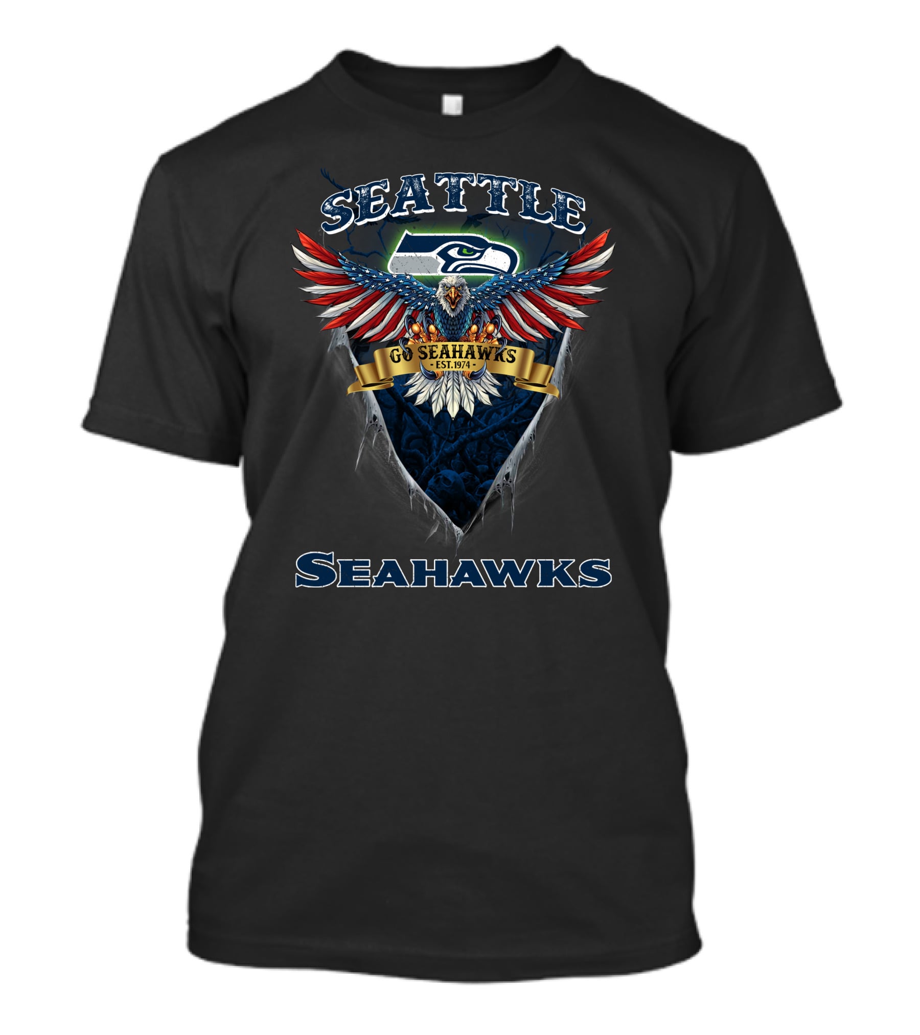 Seattle Seahawks Go Seahawks Est. 1974 Nfl Us Eagle T-Shirt