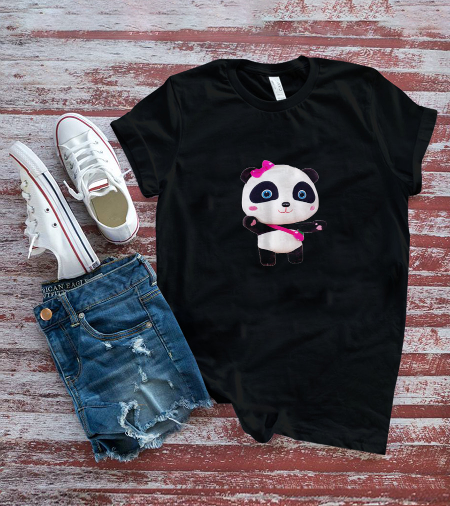 Gautruc2 Panda Plush Pink Bow T-Shirt