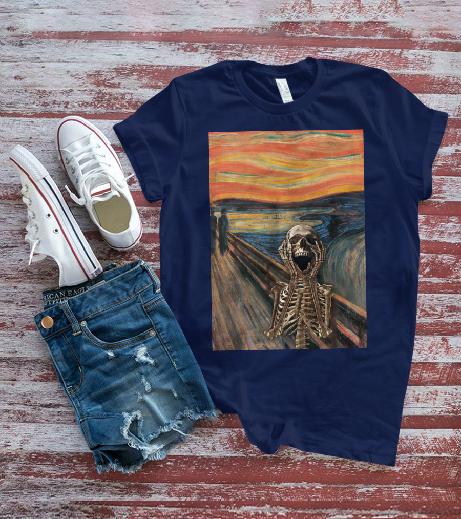 The Scream Skeleton In Edvard Munch T-Shirt