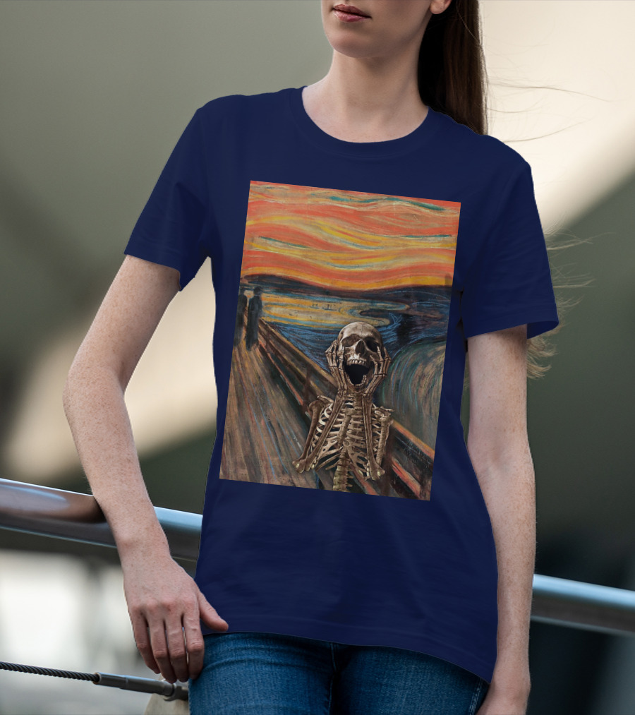 The Scream Skeleton In Edvard Munch T-Shirt