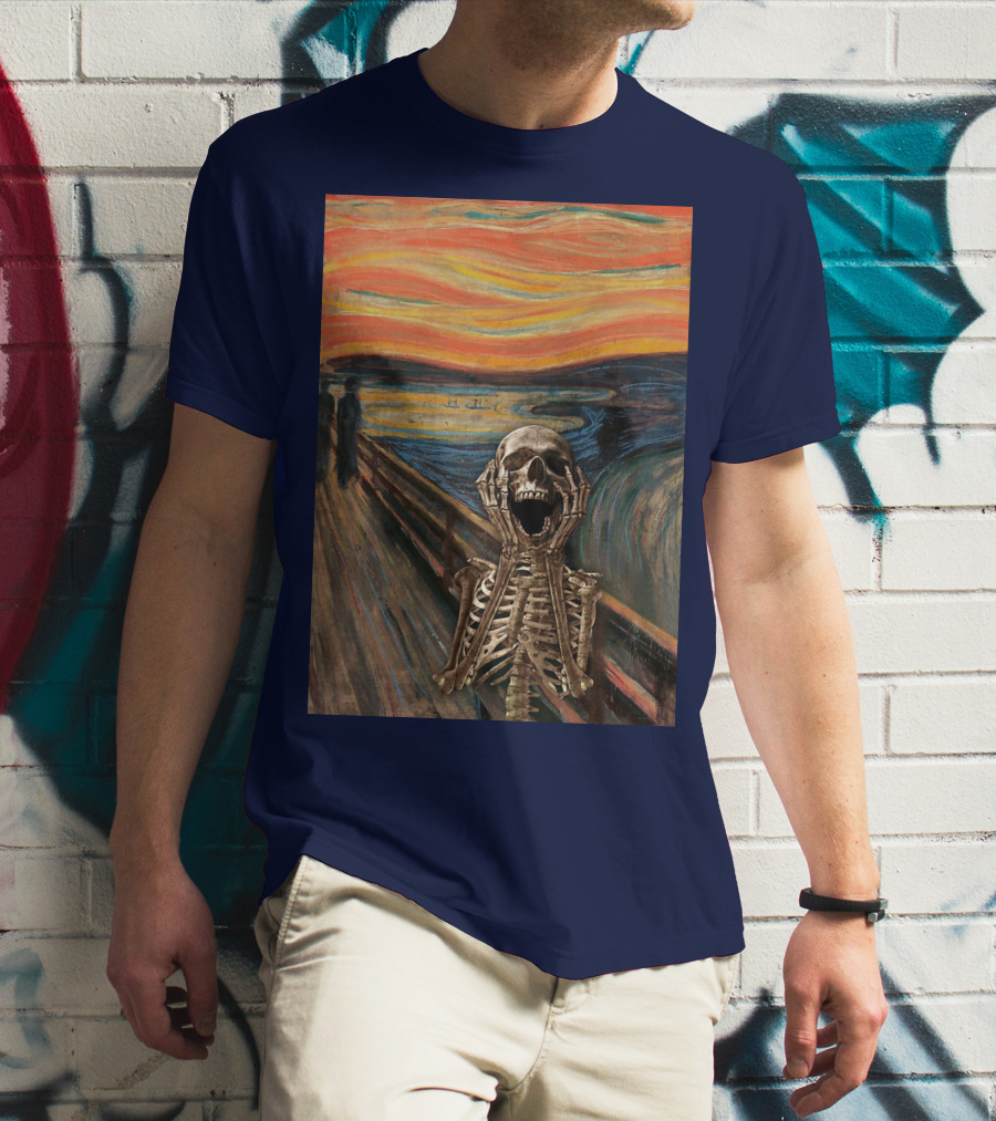 The Scream Skeleton In Edvard Munch T-Shirt