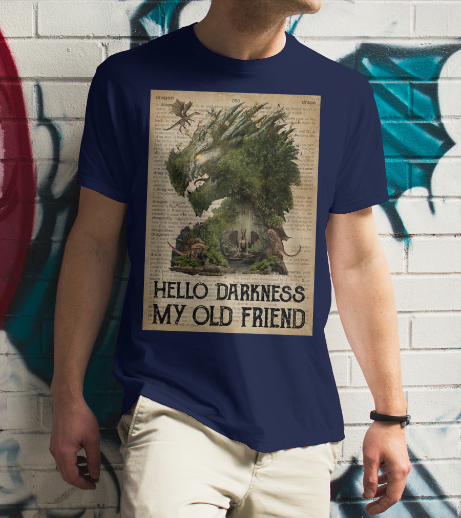 Dragon Hello Darkness My Old Friend Dictionary Page T-Shirt
