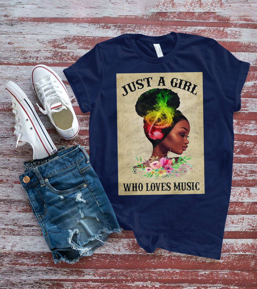 Just A Girl With Colorful Musical Hair Who Loves Music T-Shirt