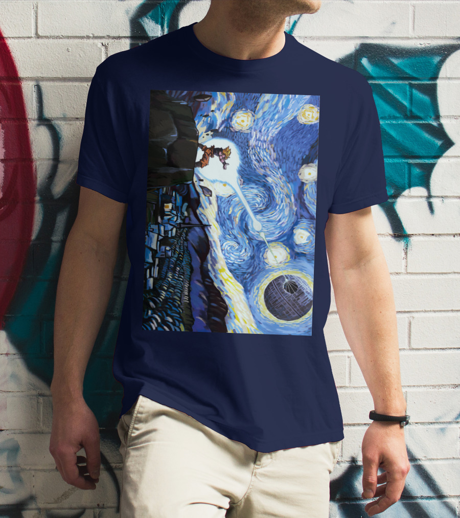 Son Goku Kamehameha Meets Death Star In Starry Night Fusion T-Shirt