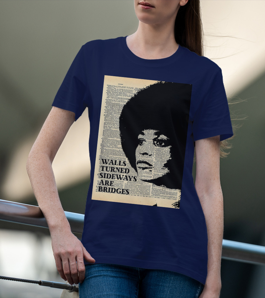Angela Davis Walls Turned Sideways Are Bridges Vintage Print T-Shirt