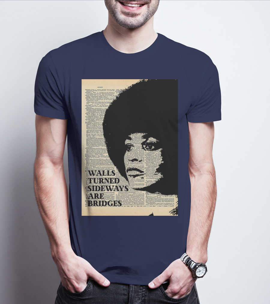 Angela Davis Walls Turned Sideways Are Bridges Vintage Print T-Shirt