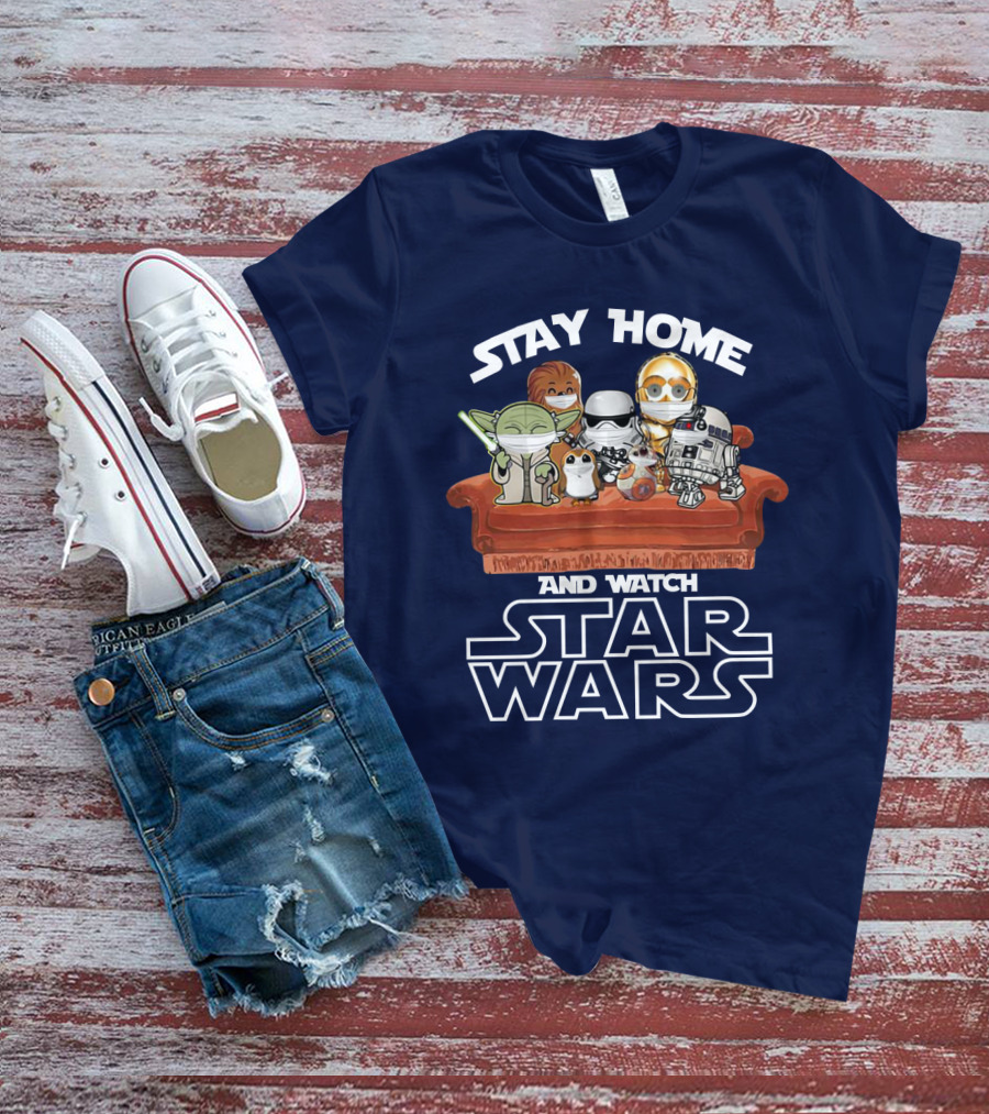 Stay Home And Watch Star Wars Characters On Couch T-Shirt