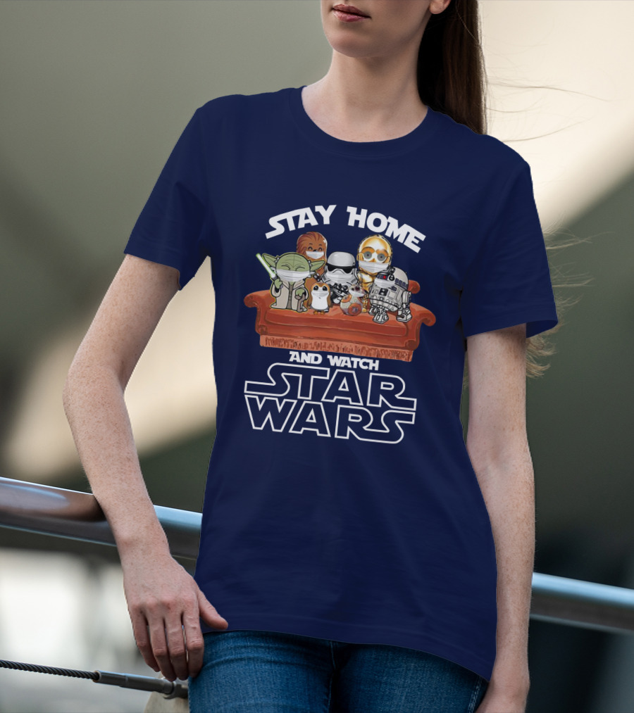 Stay Home And Watch Star Wars Characters On Couch T-Shirt