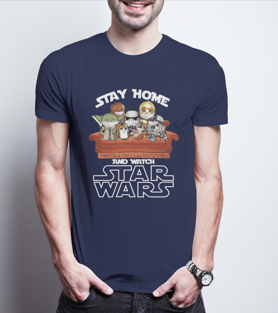 Stay Home And Watch Star Wars Characters On Couch T-Shirt