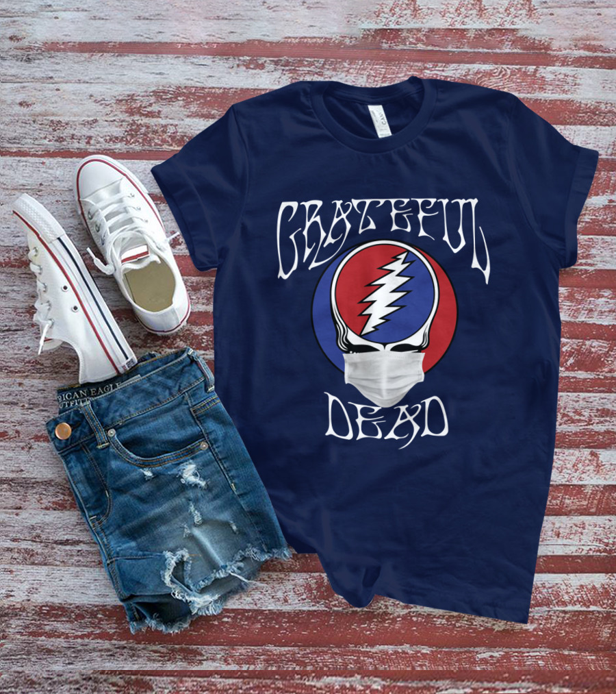 Grateful Dead Steal Your Face Mask Logo With Red And Blue Skull T-Shirt