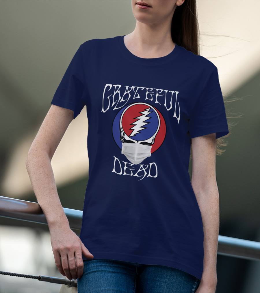 Grateful Dead Steal Your Face Mask Logo With Red And Blue Skull T-Shirt