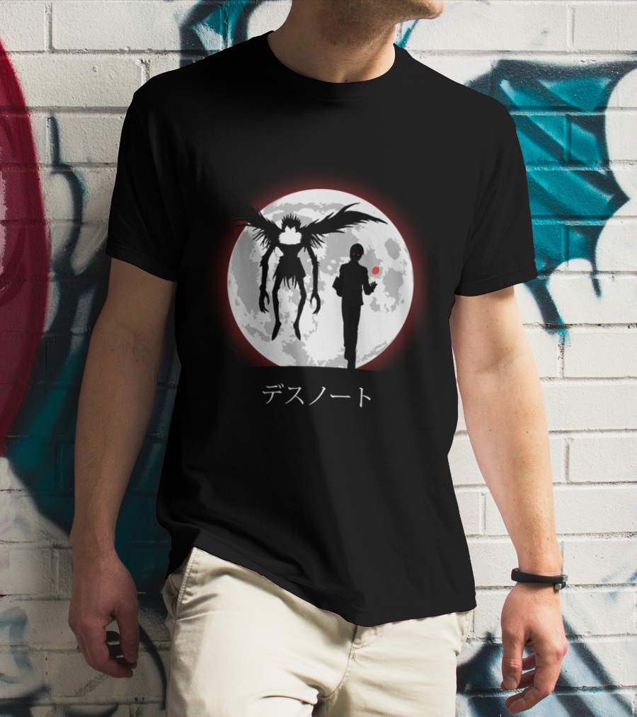 Death Note L Ryuk Silhouette Full Moon Japanese Characters T-Shirt