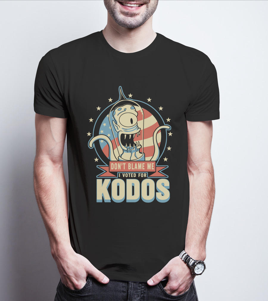 Don't Blame Me I Voted For Kodos Simpsons Alien American Flag T-Shirt