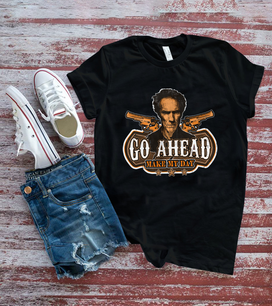 Go Ahead Make My Day Clint Eastwood Dirty Harry Guns Retro T-Shirt