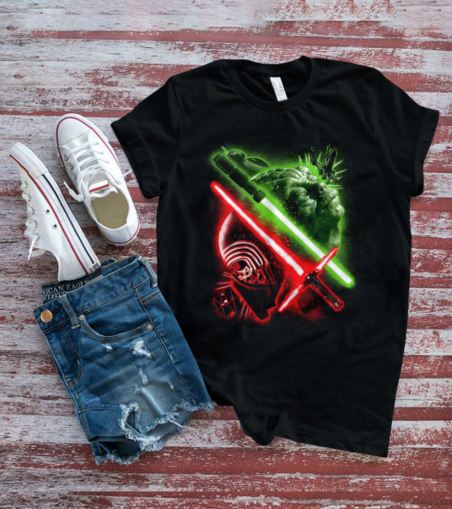 Grandmaster Yoda Darth Vader Kylo Ren Lightsaber Star Wars T-Shirt