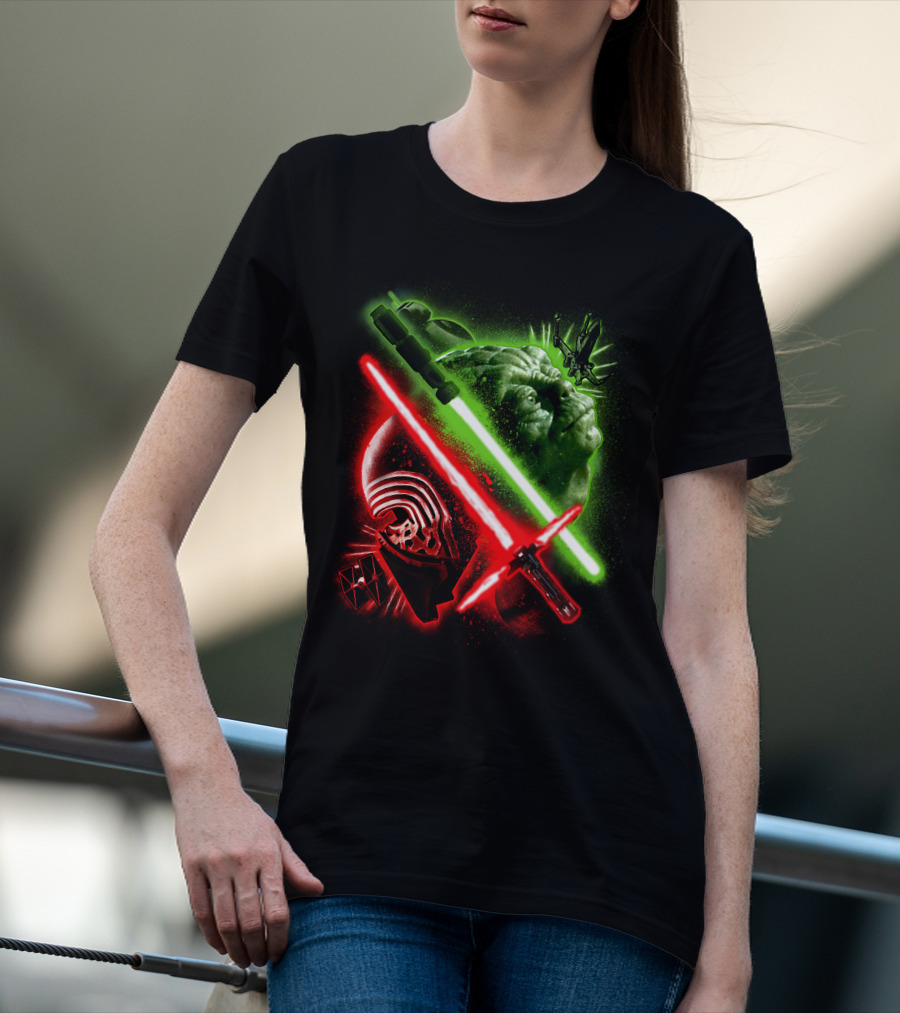 Grandmaster Yoda Darth Vader Kylo Ren Lightsaber Star Wars T-Shirt