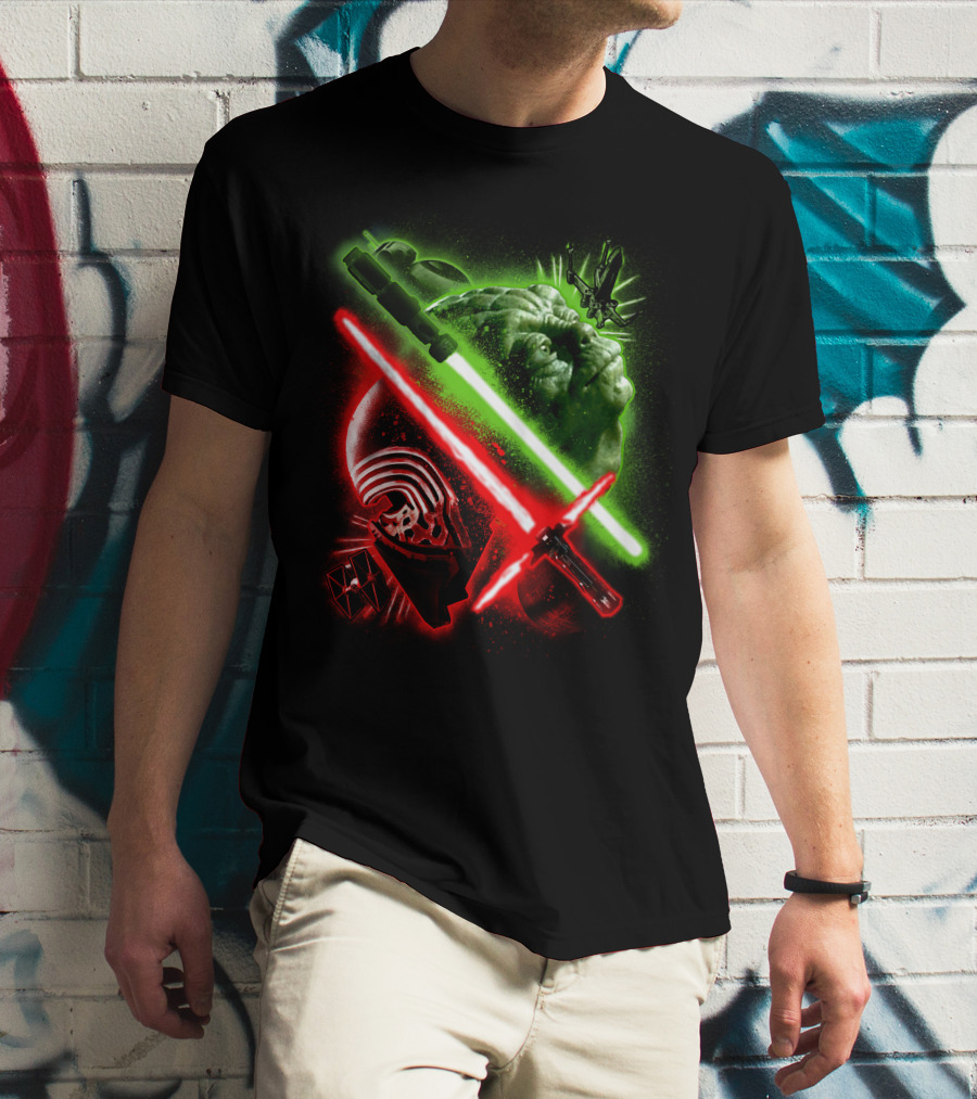 Grandmaster Yoda Darth Vader Kylo Ren Lightsaber Star Wars T-Shirt