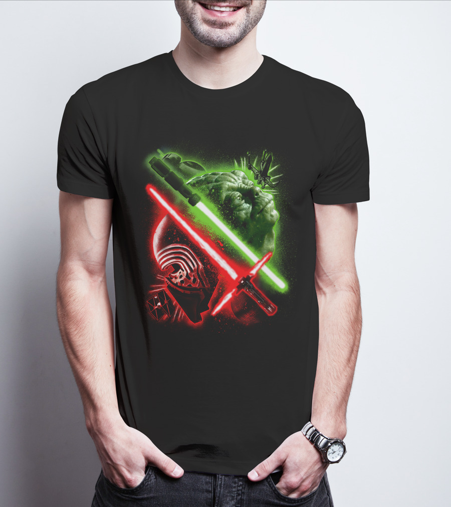 Grandmaster Yoda Darth Vader Kylo Ren Lightsaber Star Wars T-Shirt