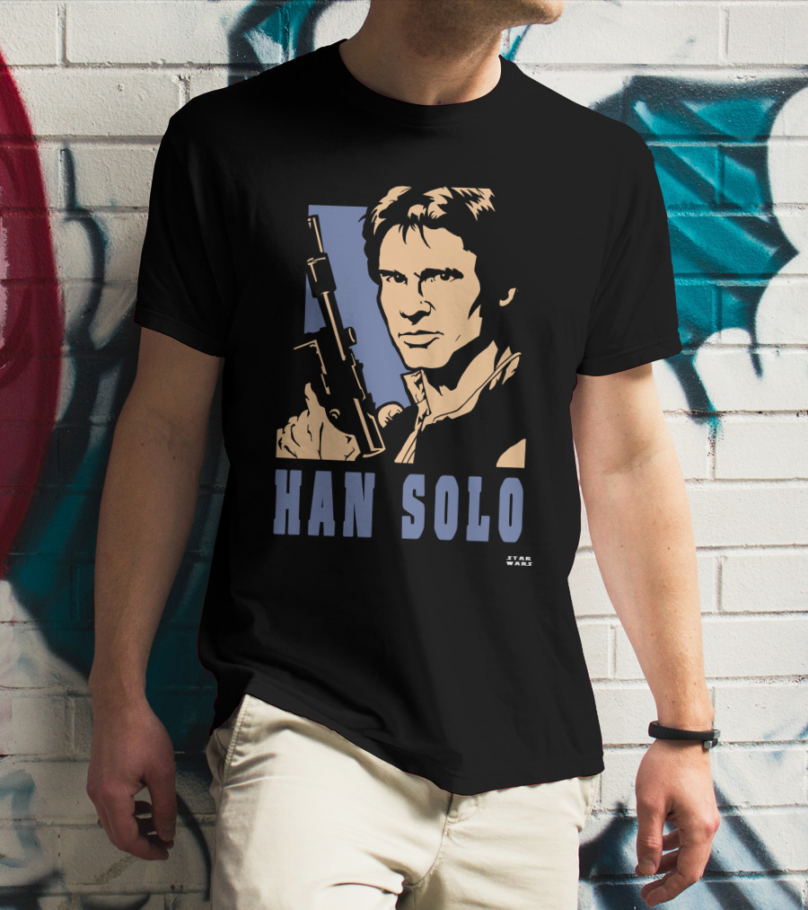 Han Solo Star Wars Vintage Style Graphic With Blaster T-Shirt