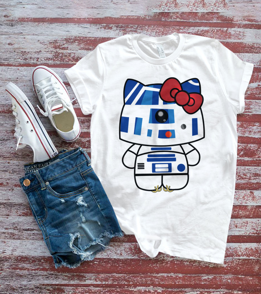 Hello Kitty Star Wars R2D2 Character Fusion With Bow T-Shirt