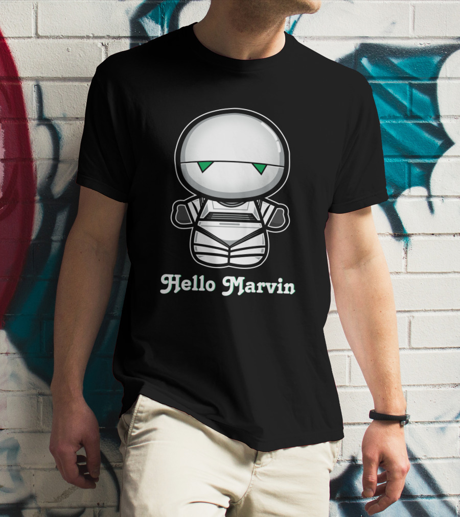 Hello Marvin The Paranoid Android Cute Cartoon Character T-Shirt