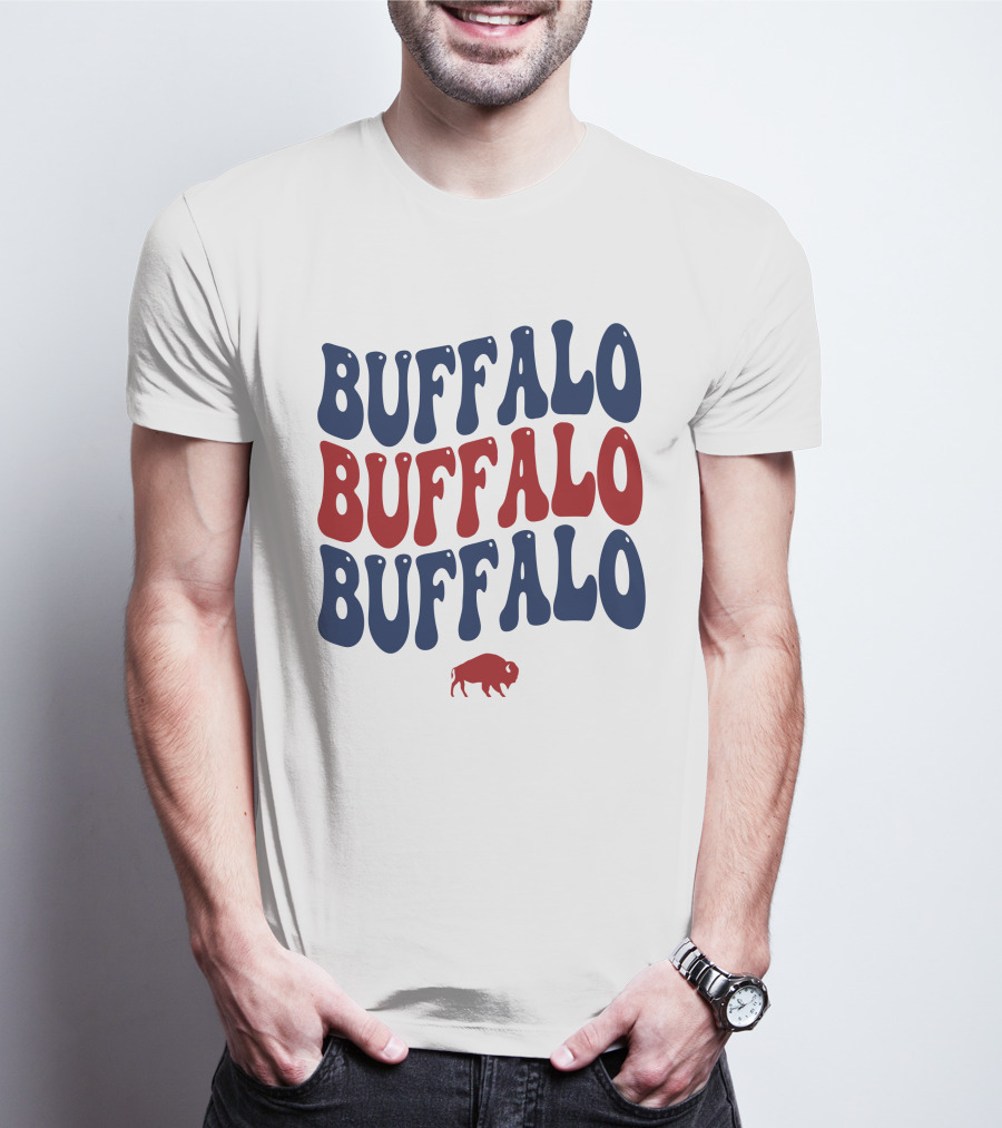 Buffalo Buffalo Buffalo Groovy Retro Style With Bison T-Shirt