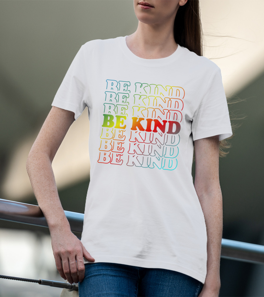 BE KIND Multicolor Gradient Typography T-Shirt