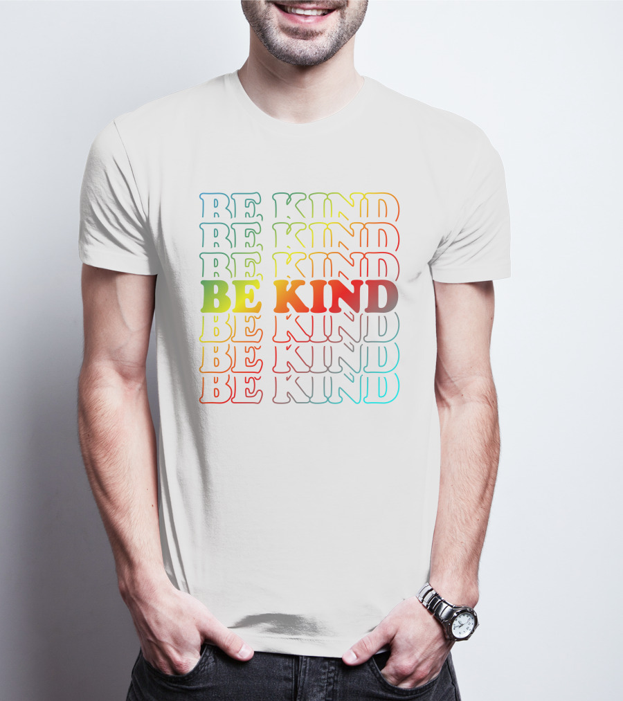 BE KIND Multicolor Gradient Typography T-Shirt