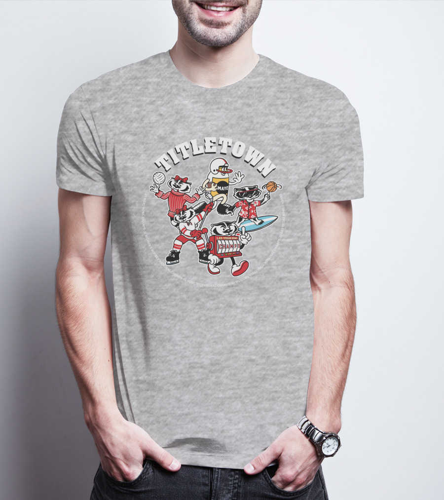 Wisconsin Badgers Titletown Champs Rowing Volleyball Football Surfing Basketball T-Shirt