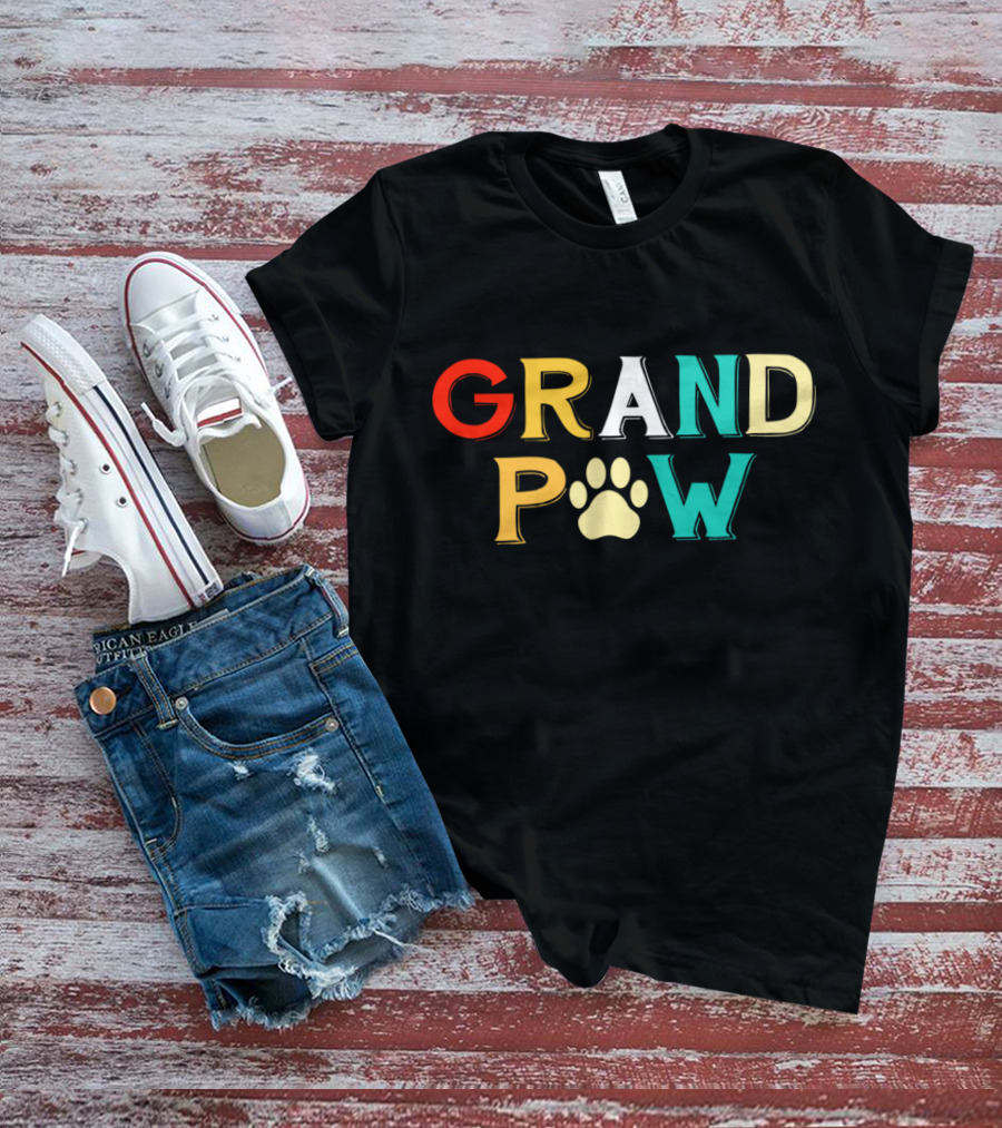 Grand Paw Doggy Puppy Lover Grandpa Funny Dog Paw Prints T-Shirt