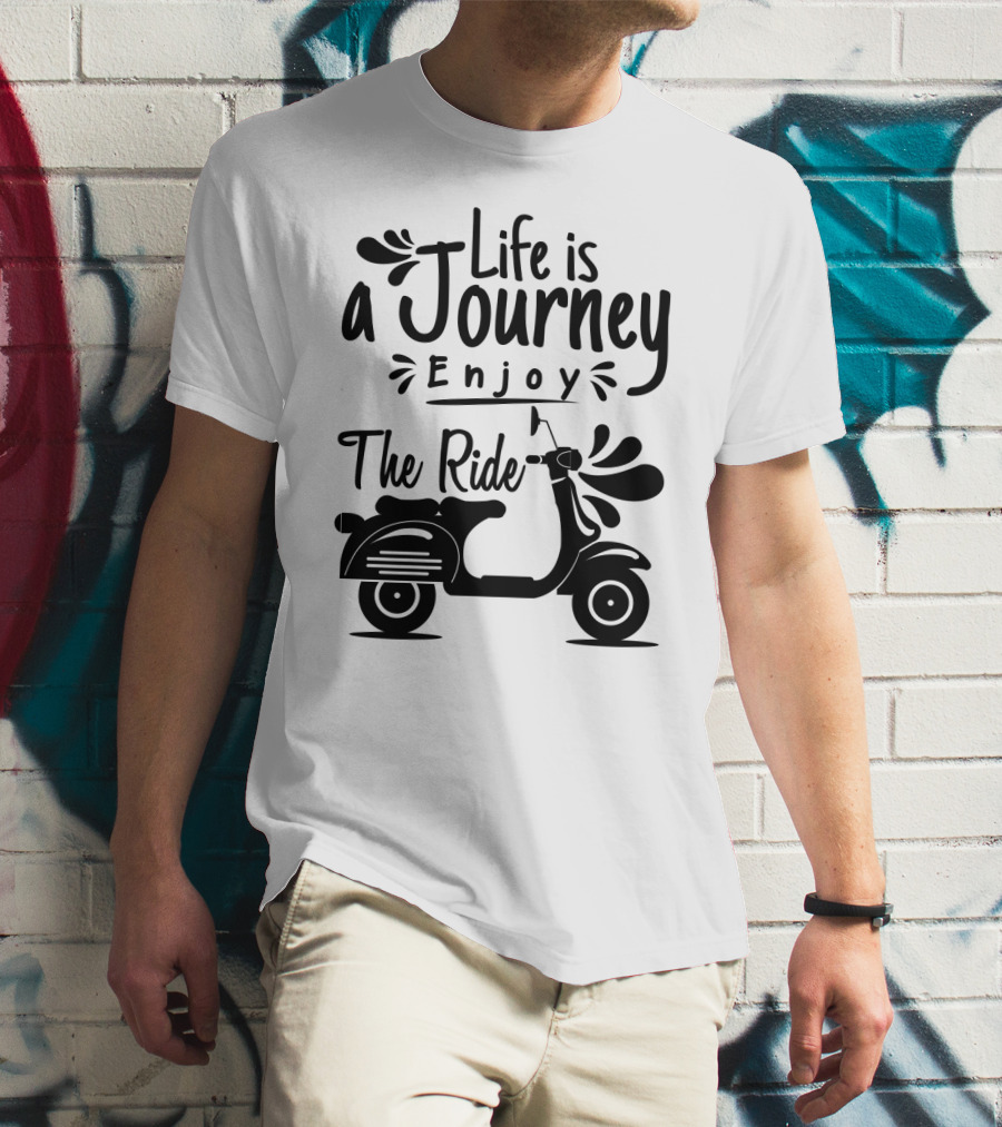 Life Is A Journey Enjoy The Ride Vespa Scooter Motif T-Shirt
