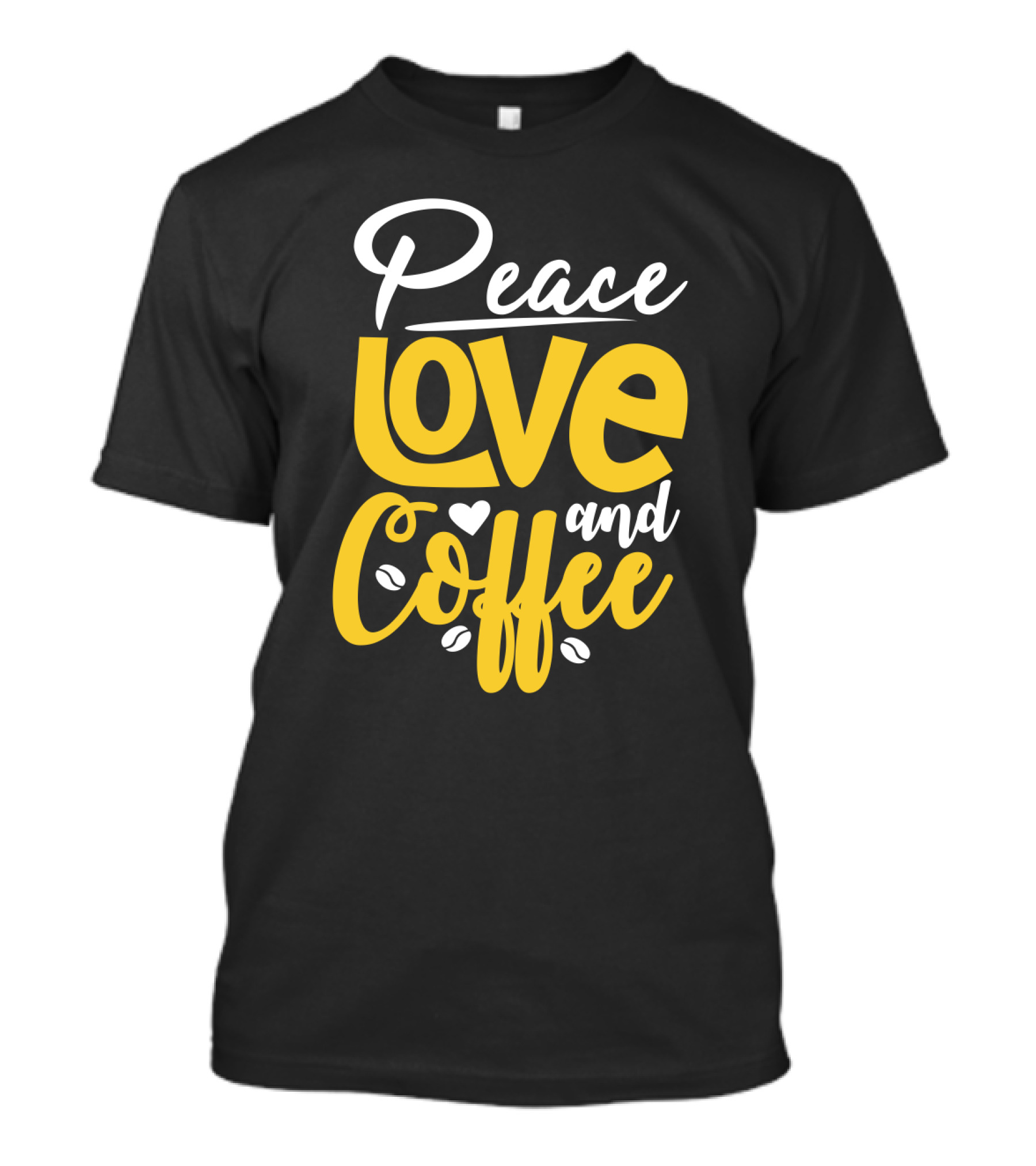 Peace Love And Coffee With Heart And Bean Accents T-Shirt