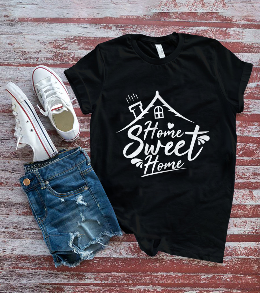 Home Sweet Home Cozy Cottage Roof Graphic With Heart Accent T-Shirt