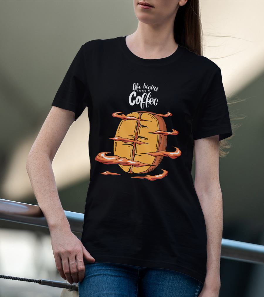 Life Begins After Coffee Football Steam Humor T-Shirt