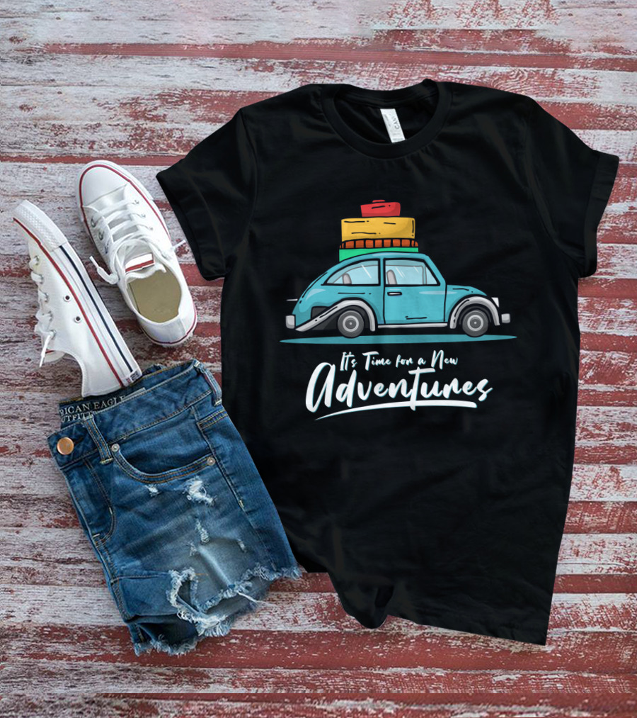 It's Time For A New Adventures With Vintage Car And Luggage T-Shirt