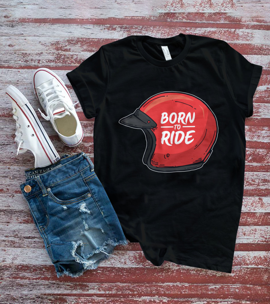 Born To Ride Retro Red Motorcycle Helmet T-Shirt