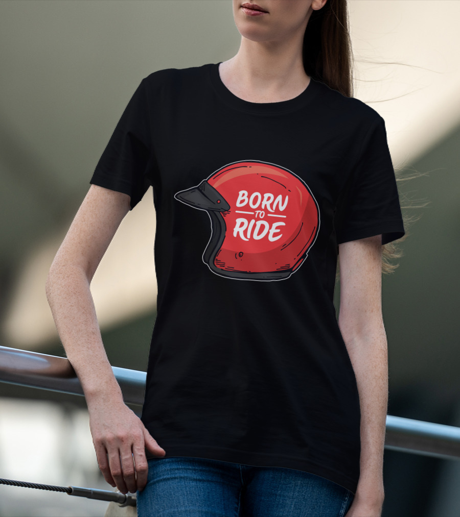 Born To Ride Retro Red Motorcycle Helmet T-Shirt