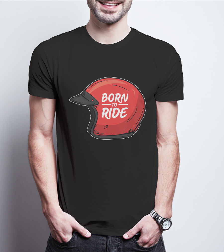 Born To Ride Retro Red Motorcycle Helmet T-Shirt