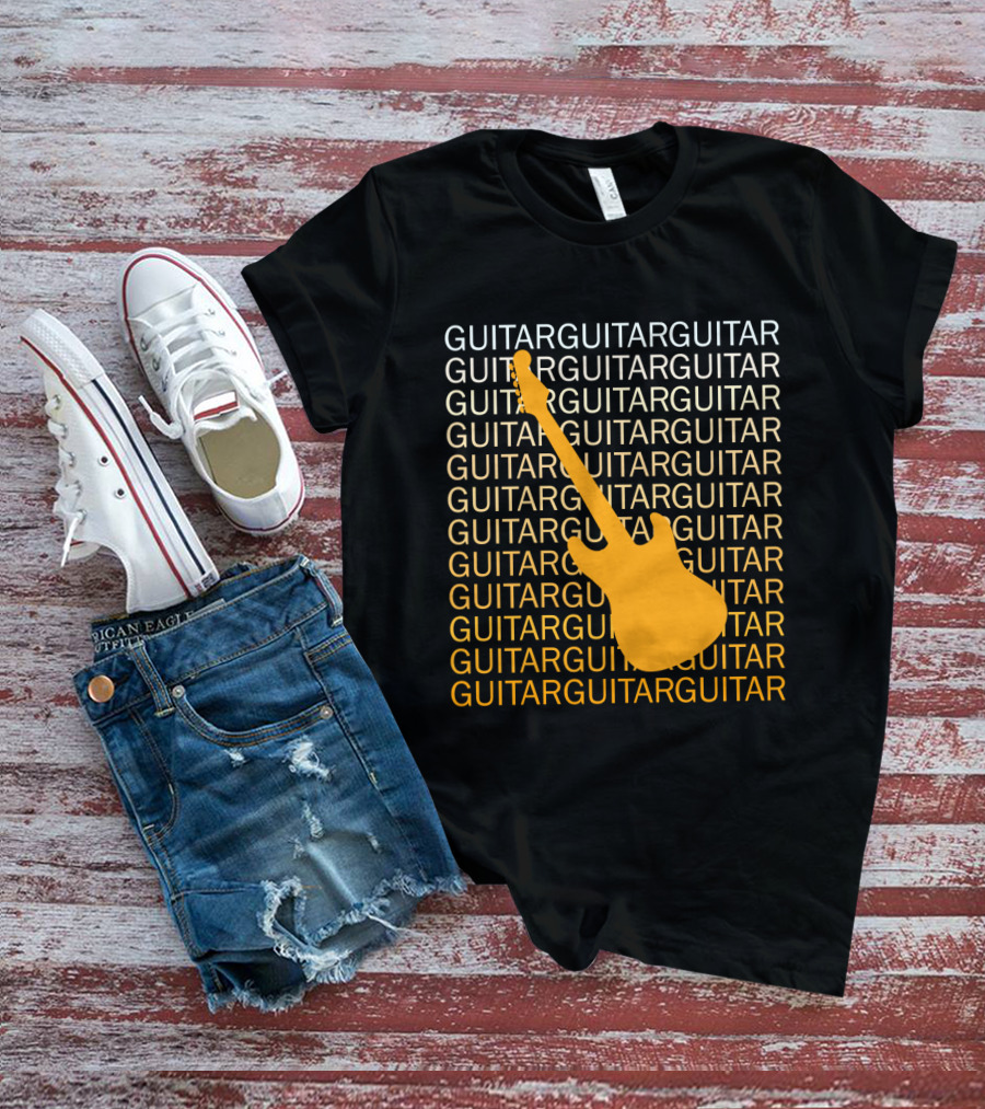 Guitar Guitar Repeated Yellow Electric Guitar T-Shirt