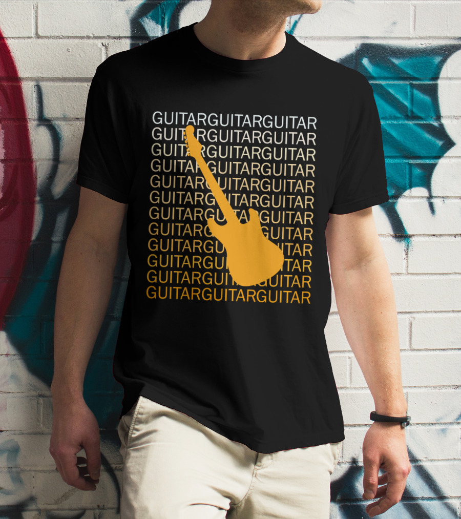 Guitar Guitar Repeated Yellow Electric Guitar T-Shirt