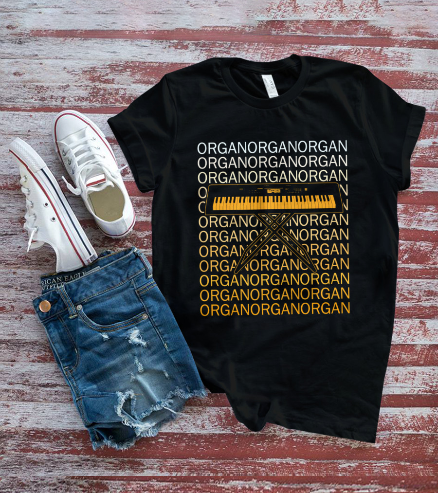 ORGAN ORGAN ORGAN Repeated Keyboard With Stand T-Shirt