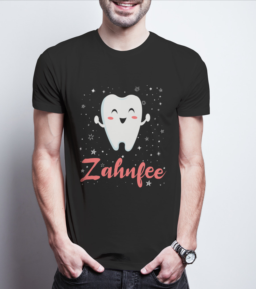 Fasching Kostüm Zahnfee Mit Fröhlichem Zahn Und Sternenhintergrund T-Shirt