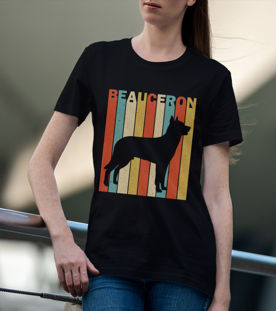 Beauceron Retro Silhouette Vertical Stripes T-Shirt
