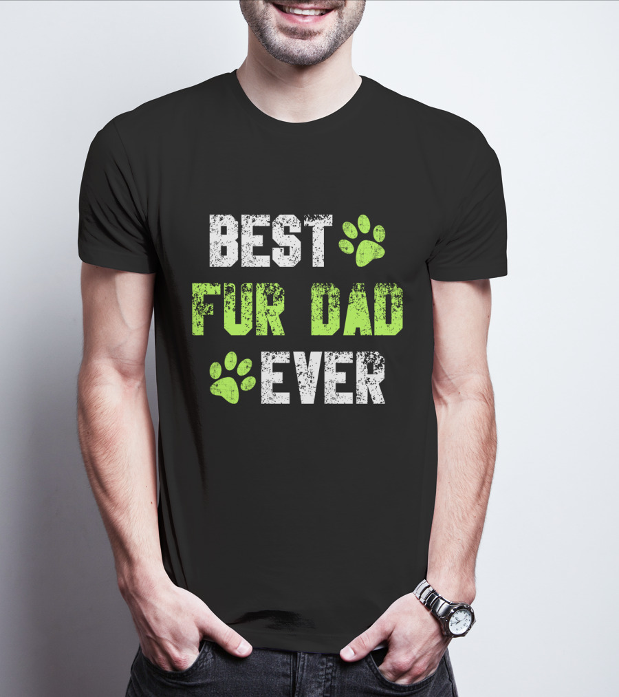 Best Fur Dad Ever Paw Prints T-Shirt